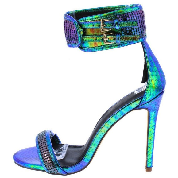 Mermaid Holographic Iridescent Open Toe Heel - Picture 6 of 8